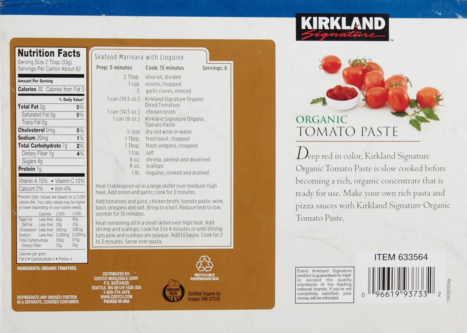 Kirkland Organic Tomato Paste 