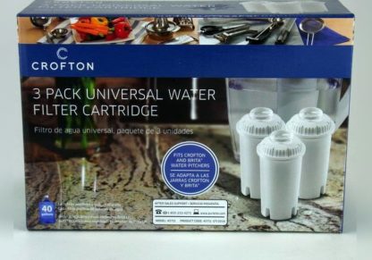 Crofton 3 Pack- Universal Water Filter Cartridges for Water Pitchers