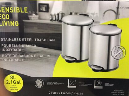 Sensible Eco Living 1.56 gal 2 Pack Stainless Steel Trash Cans