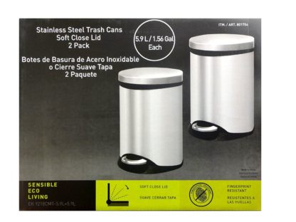 Sensible Eco Living 1.56 gal 2Pack Stainless Steel Trash Can
