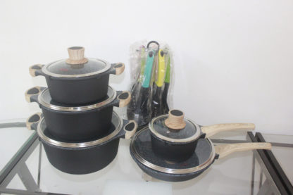Fessle Granite Coating Cookware Set – black