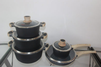 Fessle Granite Coating Cookware Set – black