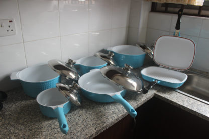 Fessle 21 pcs ceramic coated cookware set - blue