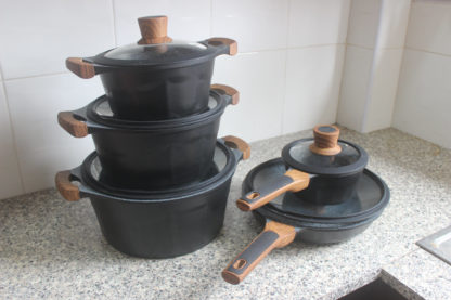 J10 Original 19pcs Granite Coated Cookware set - charcoal