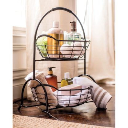 2 Tier Basket Stand with Removable Baskets