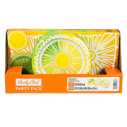Daily Chef Citrus Punch Party Pack, Snack Plates and Luncheon Napkins (150ct.)