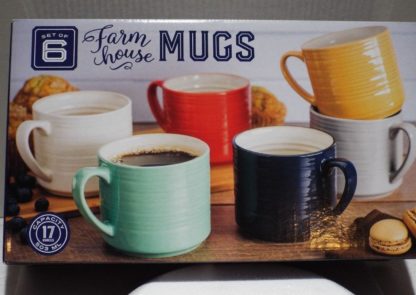 6-Piece Farmhouse Mug Set (Assorted Colors)