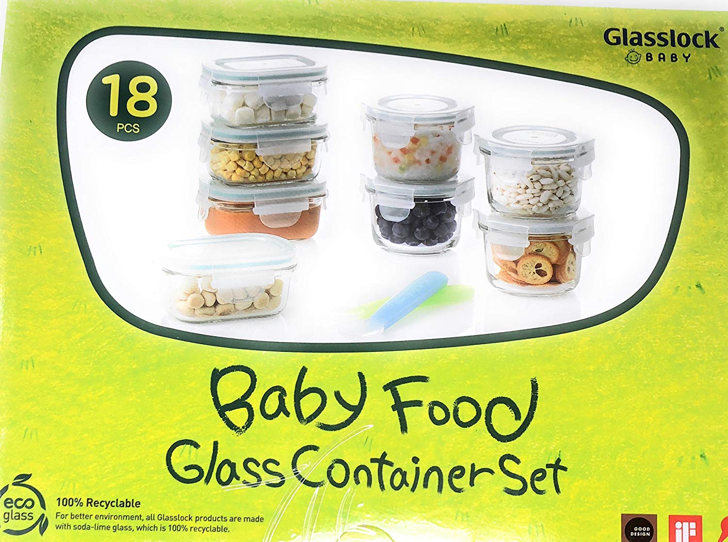 Glasslock Baby Food Glass Container Set 18