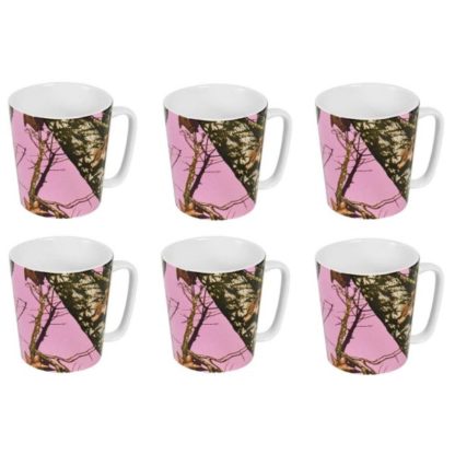 Mossy Oak Stoneware Mugs from USA - Set of 6, Pink Camo
