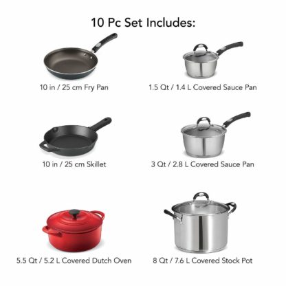 Tramontina 10-Piece Kitchen Essentials Multi-Material Cookware Set