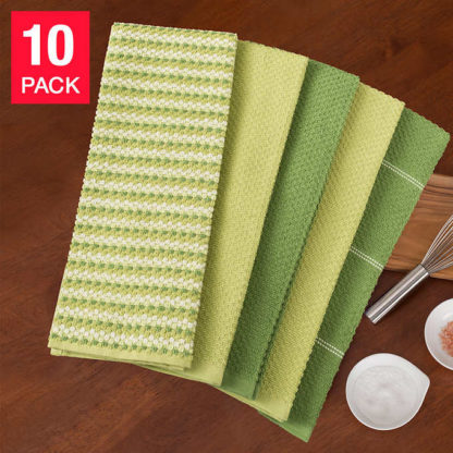 Town and Country Living Microfiber Kitchen Towels 10-Pack - Green