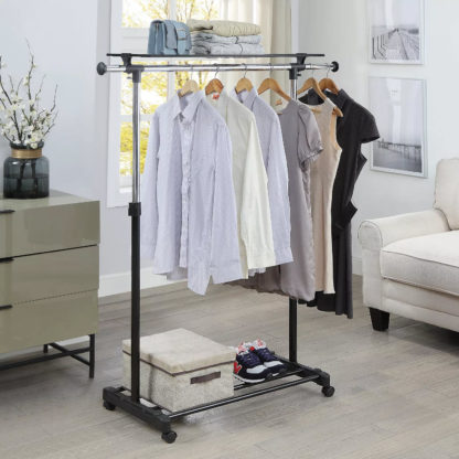 Easy Home Adjustable Garment Rack With Shelf
