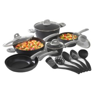 Bialetti 15-Pc. Aluminum Non-Stick Cookware Set with Soft-Touch Handles