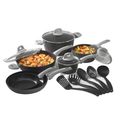 Bialetti 15-Pc. Aluminum Non-Stick Cookware Set with Soft-Touch Handles
