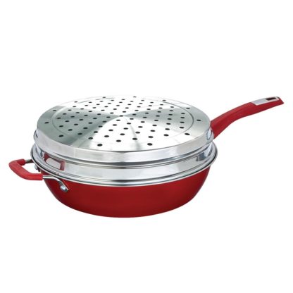 Bialetti Aeternum 12" Deep Saute Pan with Stainless Steel Steamer Insert