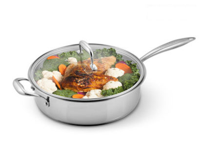 Crofton Chef's Collection 12"(30.5 CM) Stainless Steel Sauté Pan With Glass Lid