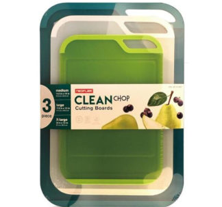 Neoflam 3 Piece Plastic Cutting Board Set - BPA Free, Non Slip, Dishwasher Safe, Microban Antimicrobial Protection