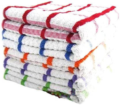 Home Style Giant Jumbo Sized Kitchen Checkered Towels - Assorted Colour (Pack of 6)