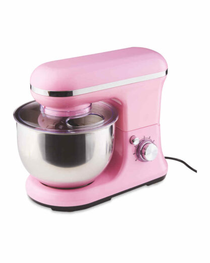 Ambiano Food Stand Mixer 800W, 5L Bowl-4-in 1 Beater, Whisk, Dough Hook and Splash Guard, Pink