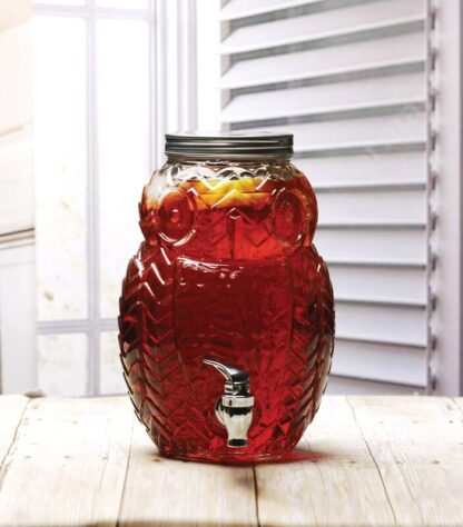 Owl Shaped Glass Beverage Dispenser - 5 litres