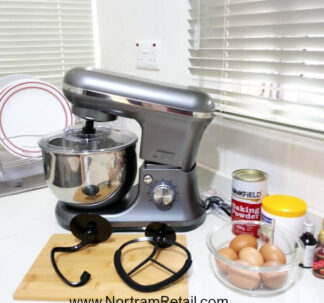 # Ambiano Food Stand Mixer 800W, 5L Bowl-4-in 1 Beater, Whisk, Dough Hook and Splash Guard, Dark Grey