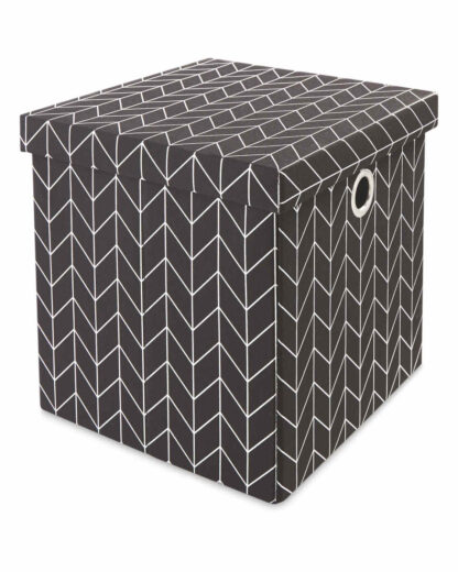 Kirkton House Storage Cube with Lid - Metallic Black