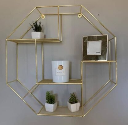 # Premium Octagon Wire Shelf - Gold