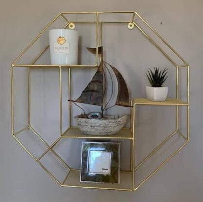 # Premium Octagon Wire Shelf - Gold