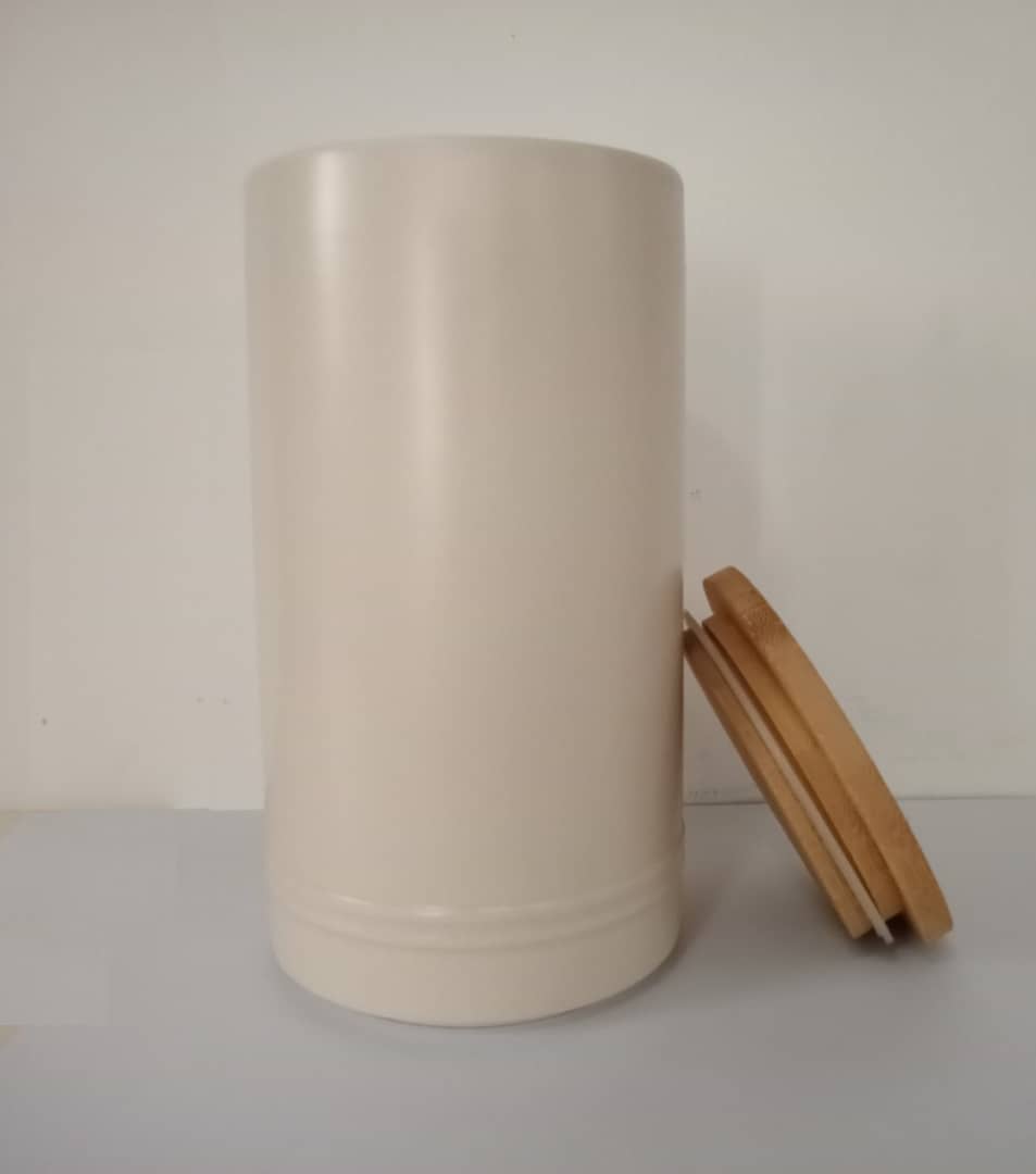 Kirkton House Kitchen Ceramic Canister with Bamboo Lid Large Cream