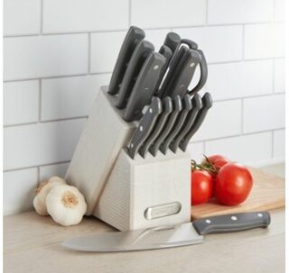 Farberware 15-Piece Forged Triple-Riveted Stainless Steel Knife Block Set