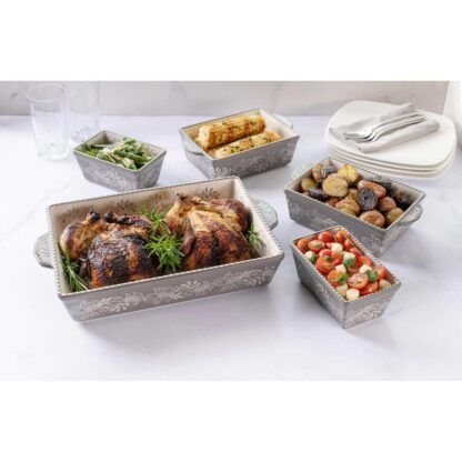 Baum Oven to Table 5-piece Paisley Baker Set - Grey