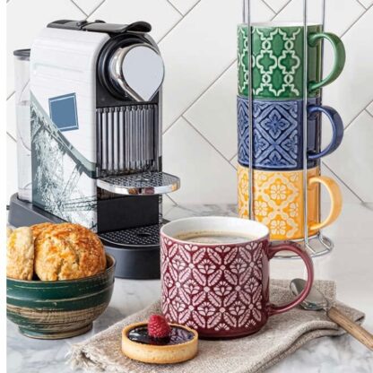 5-Piece Over & Back Love Coffee Mugs with Stand- 5 Pc