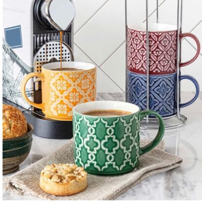Over & Back Love Coffee Mugs with Stand- 5 Pc