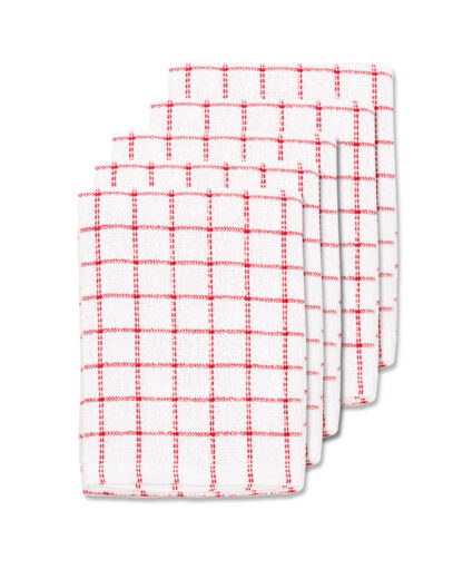 Red Terry Tea Towels 5 Pack