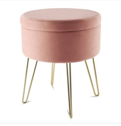 Kirkton House Velvet Coffee Table, Extra Seat, Storage Stool, Foot Rest Ottoman- Pink