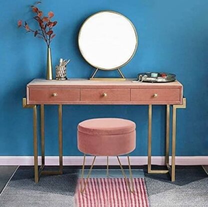 Kirkton House Velvet Coffee Table, Extra Seat, Storage Stool, Foot Rest Ottoman- Pink
