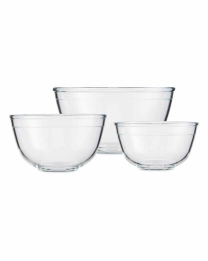 Nestable Glass Mixing Bowl 3 Pack, 2.2L, 1.2L, 700ml