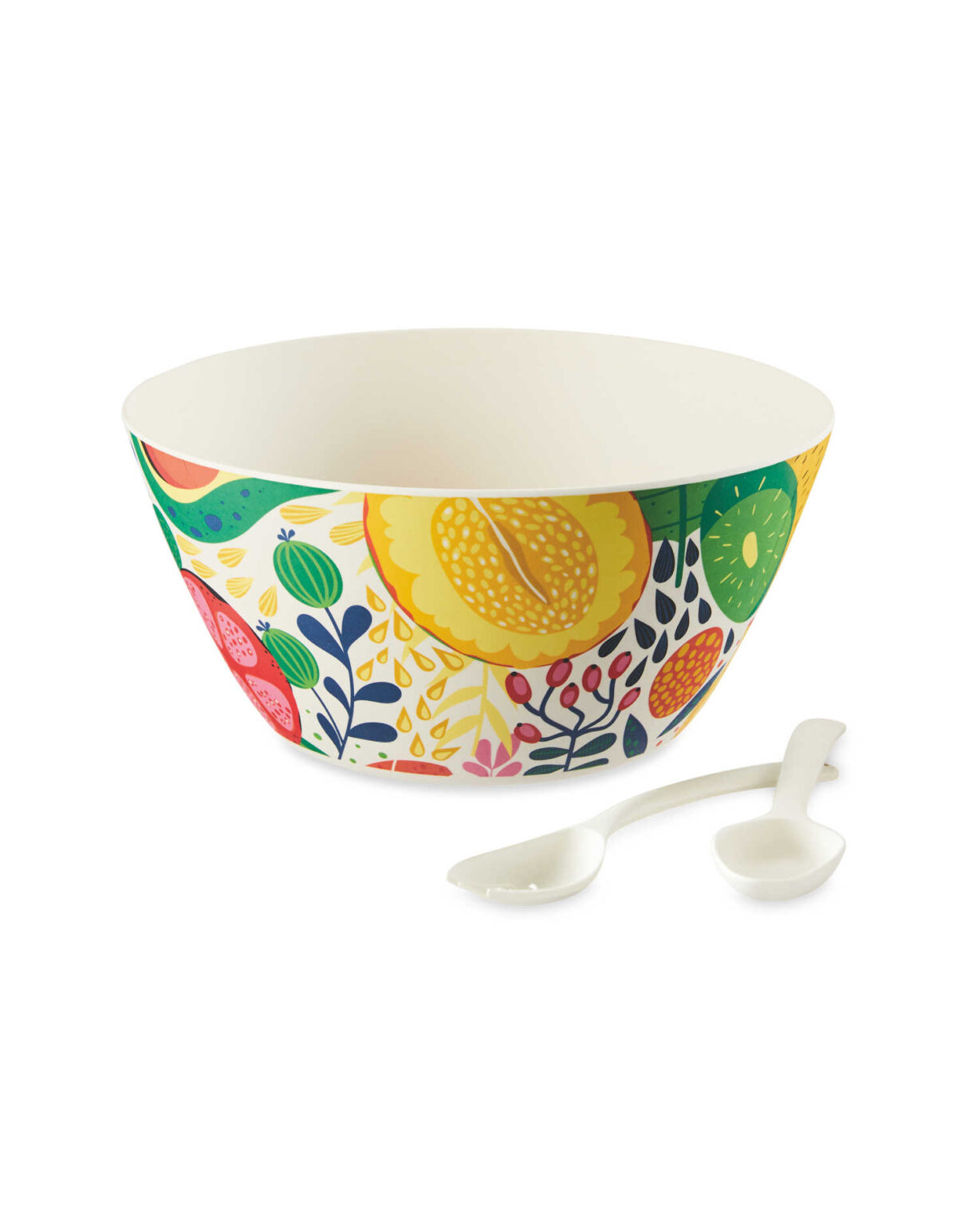 Al Fresco Dining Bamboo Fruit Salad Bowl with Fork and Spoon 4 Litres
