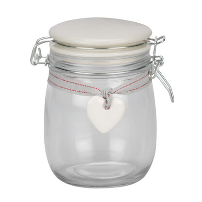 Glass Storage Jar with Ceramic Heart -1.5 Litres