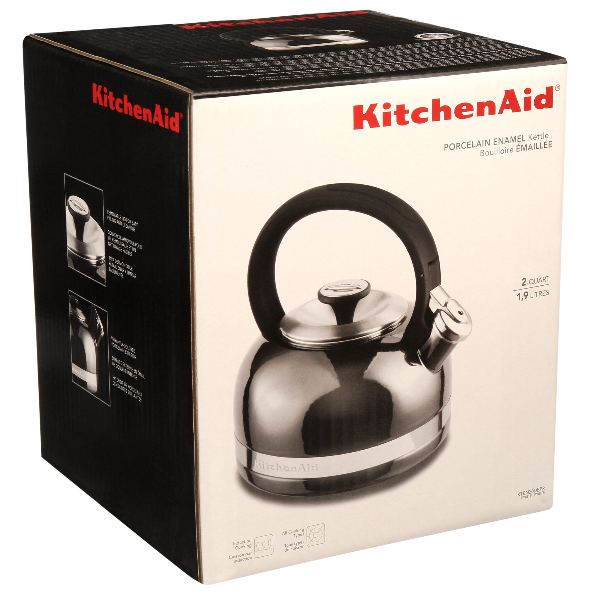 KitchenAid Whistling Porcelain Enamel Kettle 1.9L (Black) Nortram