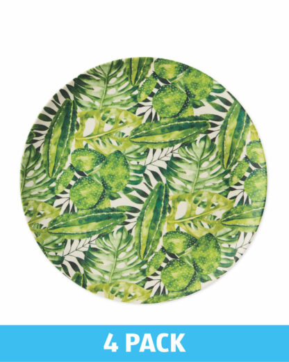 Al Fresco Dining Green Leaf Bamboo Plates 4 Pack