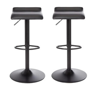 Karonda Black Adjustable Swivel Bar stool, Pack of 2
