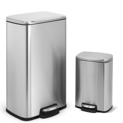 Innovaze 30L and 5L Rectangular Stainless Steel Trash Can Set
