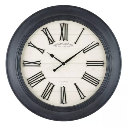 30" Sterling & Noble Farmhouse Wall Clock with Raised Roman Numerals