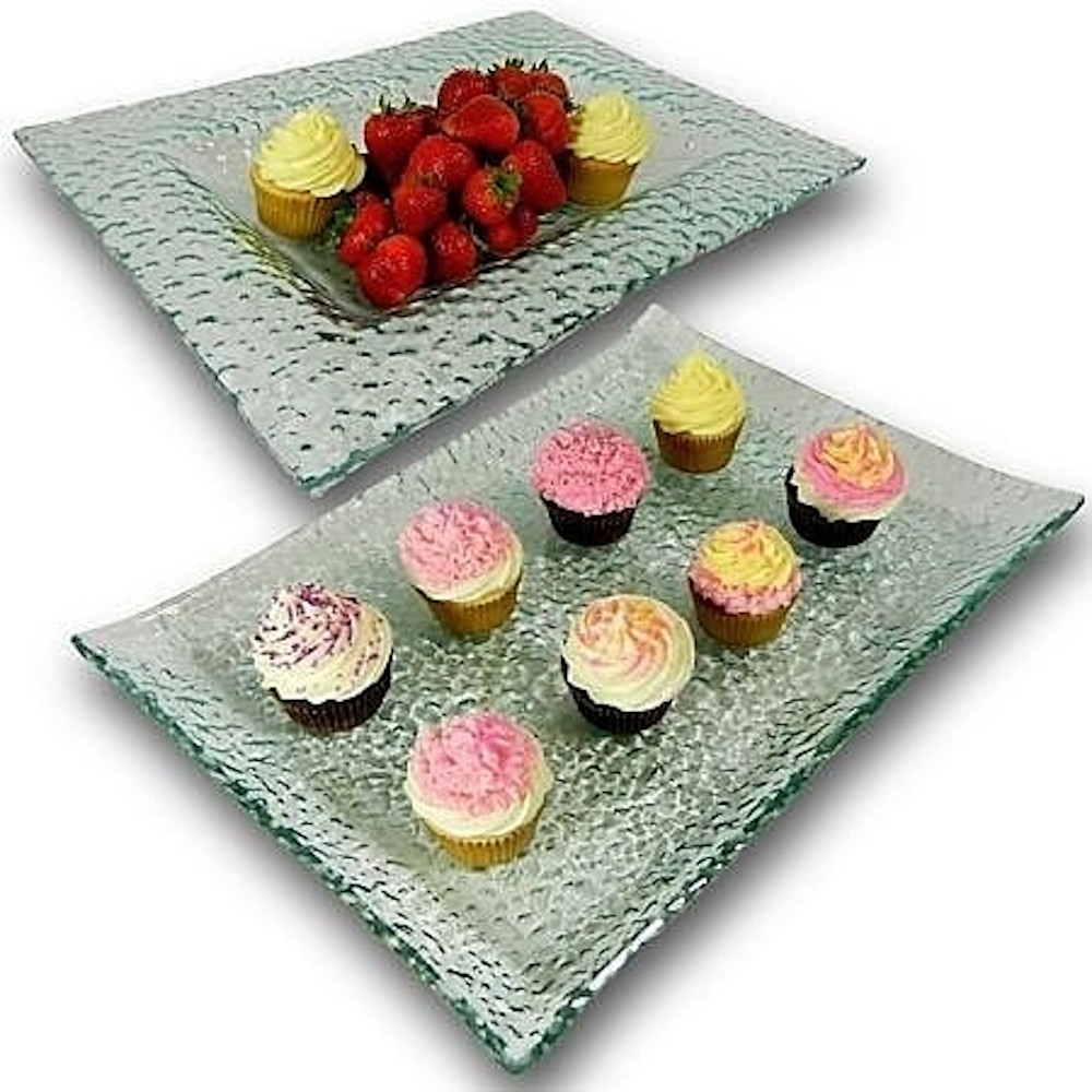 2-Piece Heavyweight Glass Platter and Wide Rimmed Bowl Serving Set 2-Piece Heavyweight Glass Platter and Wide Rimmed Bowl Serving Set